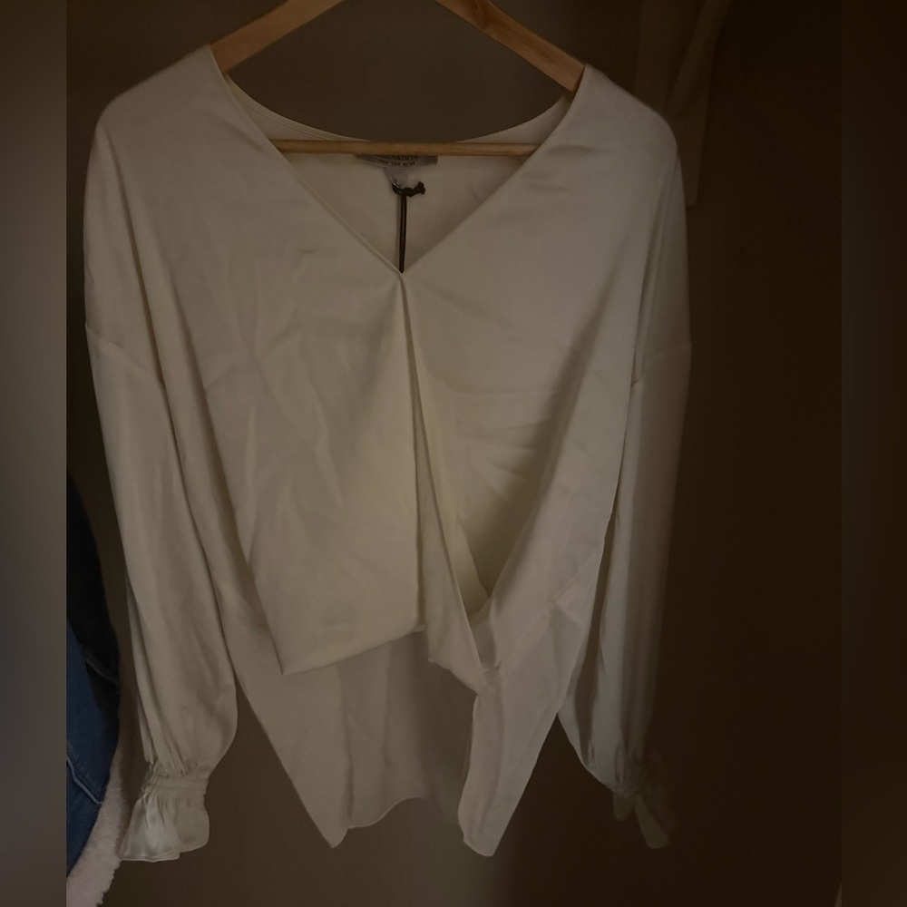 All Saints Cream V-Neck Blouse